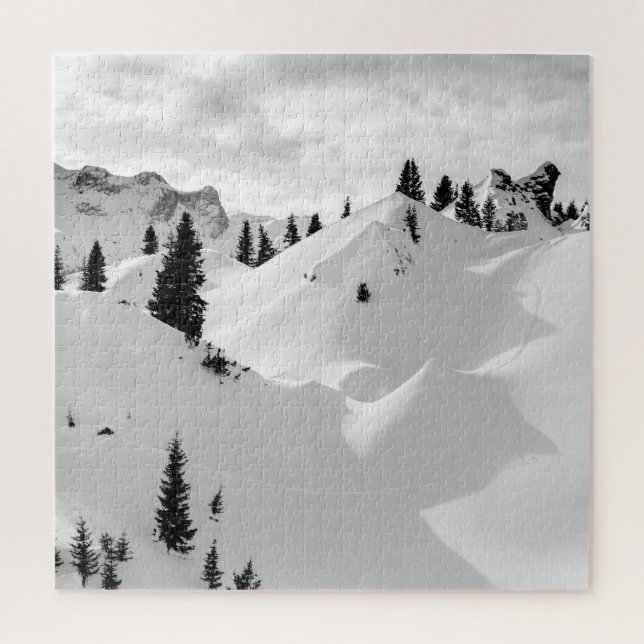 Alpine Landscape: Snowy Fir Trees Mountains Jigsaw Puzzle (Vertical)