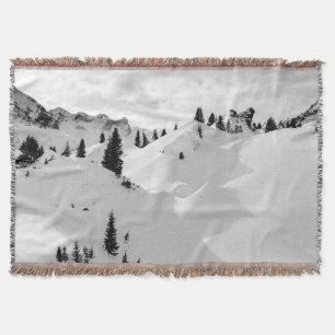 Alpine Landscape: Snowy Fir Trees Mountains Throw Blanket