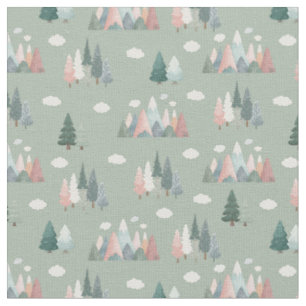 Alpine Lullaby on Light Green Fabric
