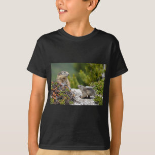 Alpine marmot and its young T-Shirt