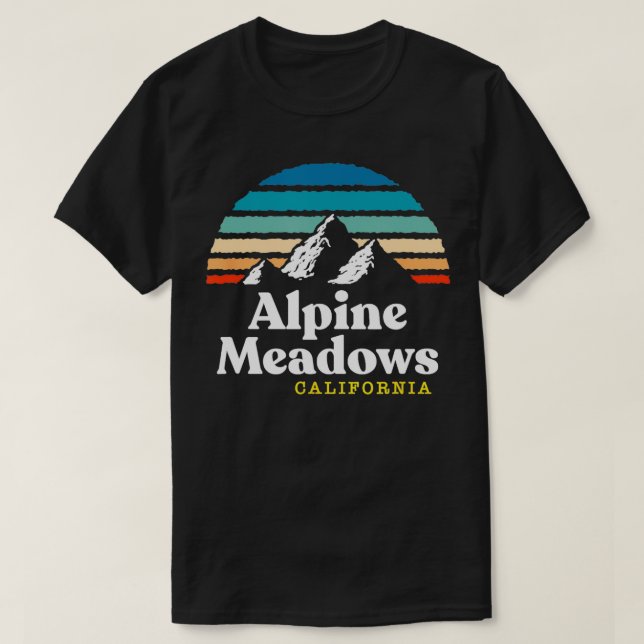 Alpine Meadows California USA Ski Resort 1980s Ret T-Shirt (Design Front)