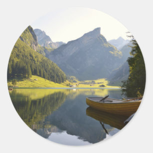 Alpine Mountain Lake in Switzerland Classic Round Sticker