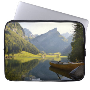 Alpine Mountain Lake in Switzerland Laptop Sleeve
