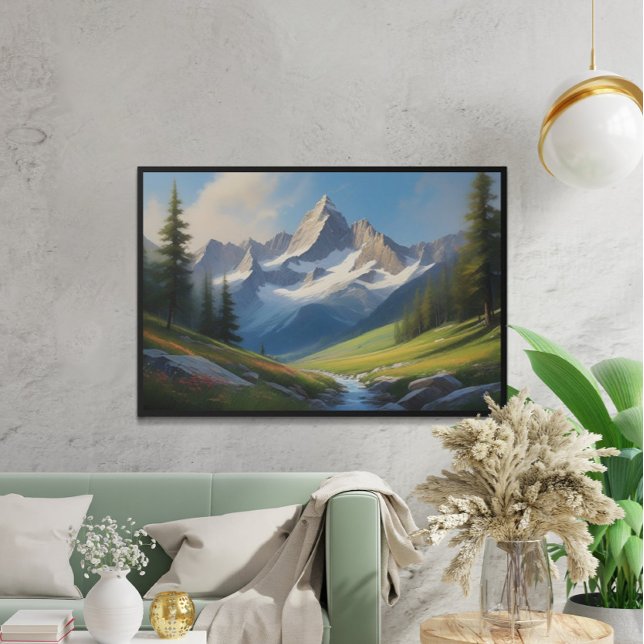 Alpine Mountain Landscape Watercolor Art Poster (Creator Uploaded)