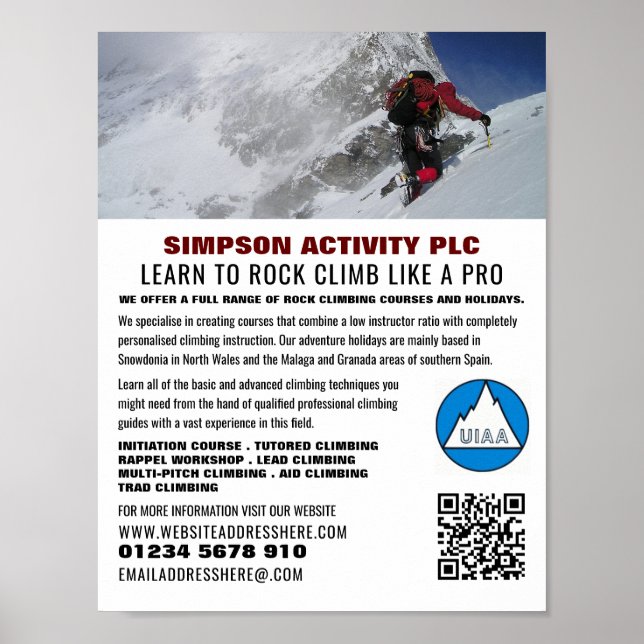 Alpine Mountaineer, Hiking and Climbing Advert Poster (Front)