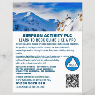 Alpine Mountaineering, Hiking and Climbing Advert Flyer
