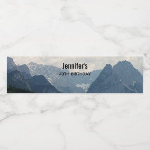 Alpine Mountains Country Nature Photo Water Bottle Label