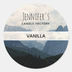 Alpine Mountains  Country Photo Candle or Soap Classic Round Sticker
