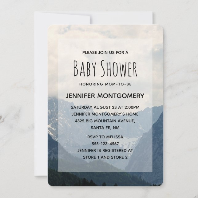 Alpine Mountains Nature Photo Country Baby Shower Invitation (Front)