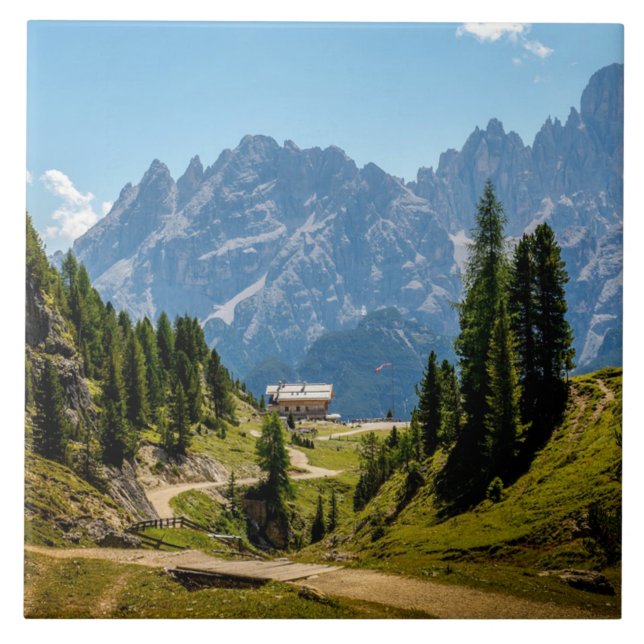 Alpine Mountains, scenic landscape photograph Tile (Front)