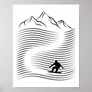 Alpine Mountains Snowboarding Alps Slope Snowboard Poster