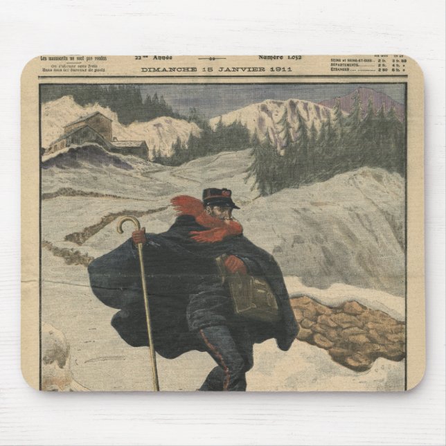 Alpine postmen using ski mouse pad (Front)
