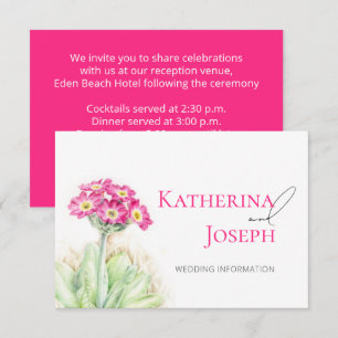 Alpine primrose art wedding info with QR code Enclosure Card