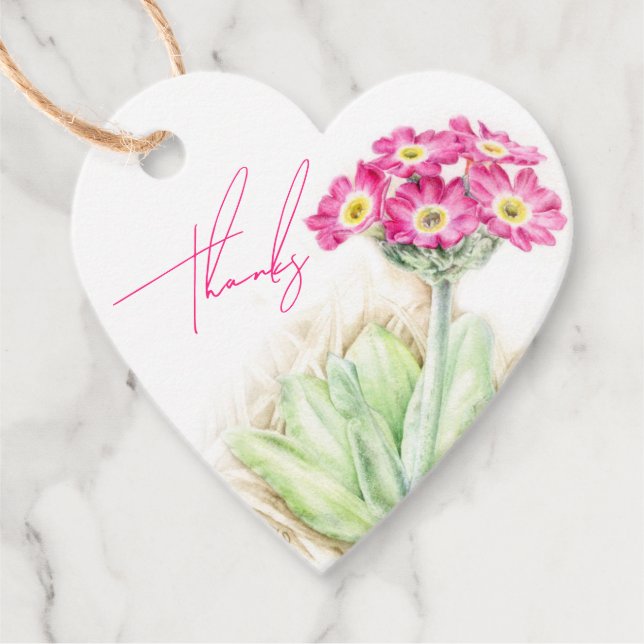 Alpine primula pink wildflower Favour Tags (Front)