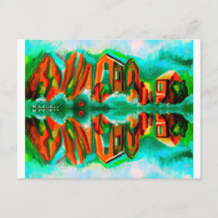 Alpine reflection art postcard