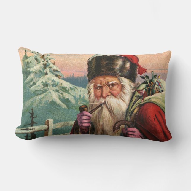 Alpine Santa Lumbar Pillow with Message (Front)