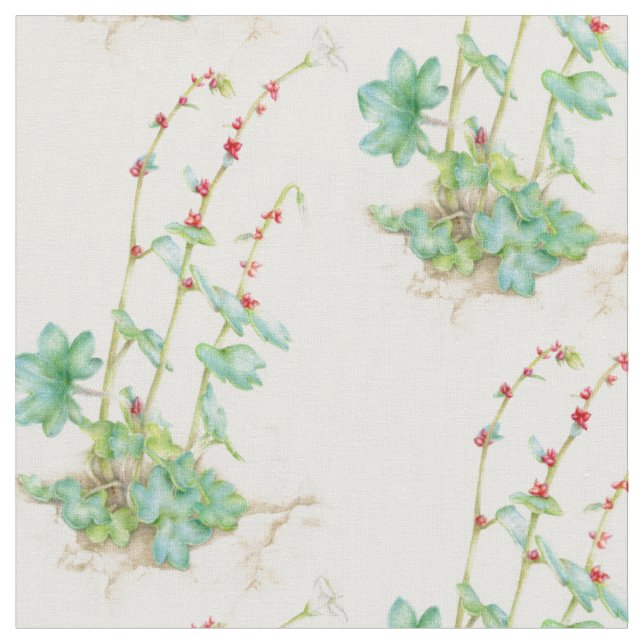 Alpine saxifrage watercolor flower fabric (Close Up)