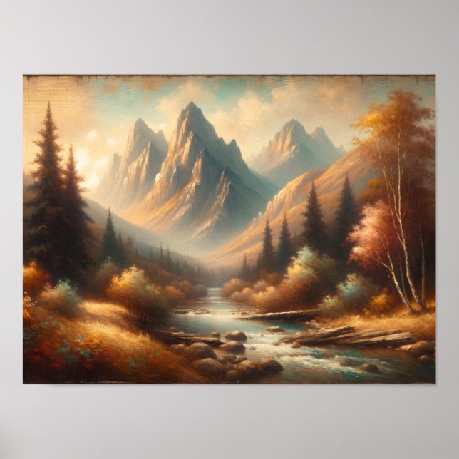 Alpine Serenity: Majestic Mountain Landscape Poster (Front)
