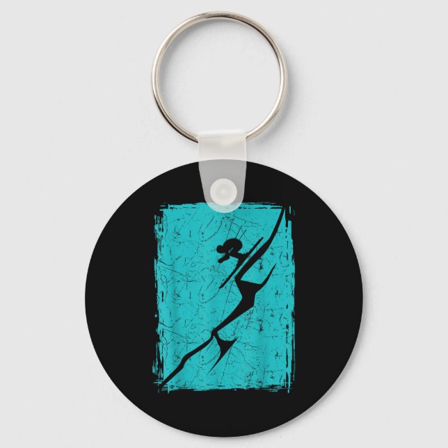 Alpine ski distressed slope downhill skiing skier key ring (Front)