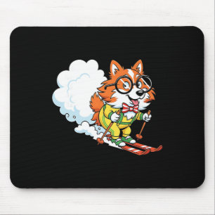 Alpine Ski Dog Nerdy Corgi Bow Tie Gles Mouse Pad