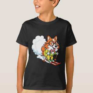 Alpine Ski Dog Nerdy Corgi Bow Tie Gles T-Shirt