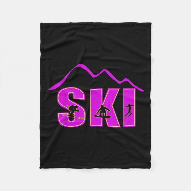 Alpine Ski, Downhill Skier Mountain Line  Fleece Blanket (Front)
