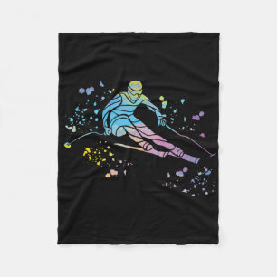 Alpine Skier Winter Sports Nordic Skiing _7  Fleece Blanket