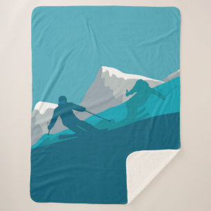 Alpine Skiers All-Mountain Skiing  Sherpa Blanket