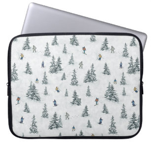 Alpine Skiers and Hidden Yetis - Downhill Skiing Laptop Sleeve