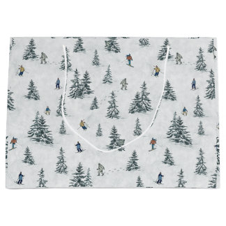 Alpine Skiers and Hidden Yetis - Downhill Skiing  Large Gift Bag