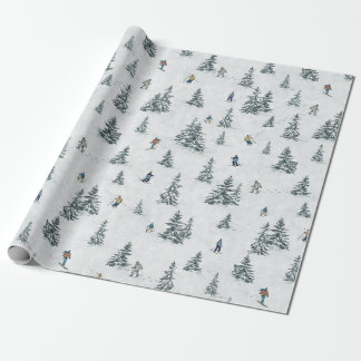Alpine Skiers and Hidden Yetis - Downhill Skiing Wrapping Paper