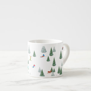 Alpine Skiers Downhill Skiing Illustration  Espresso Cup