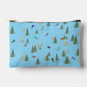 Alpine Skiers Downhill Skiing Pale Blue Accessory Pouch