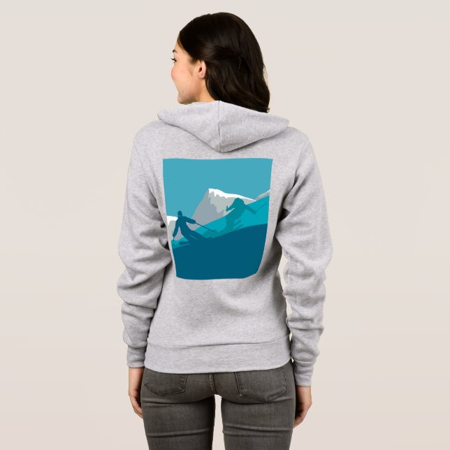 Alpine Skiers Downhill Skiing Pale Grey Hoodie (Back Full)
