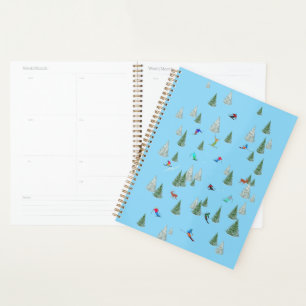 Alpine Skiers Downhill Skiing Pastel Blue Planner