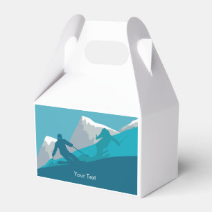 Alpine Skiers on the Snowy Mountain Personalised Favour Box
