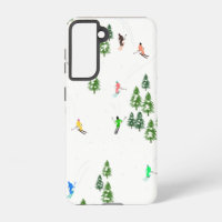 Alpine Skiers Skiing Illustration
