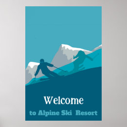 Alpine Skiing Downhill Personalised Add Your Text Poster