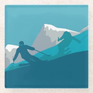 Alpine Skiing Glass Coaster