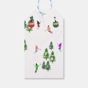 Alpine Skiing Gondola Ski Lift Holiday Skiers Gift Tags