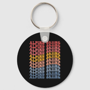 Alpine Skiing Groovy Retro Sports Key Ring