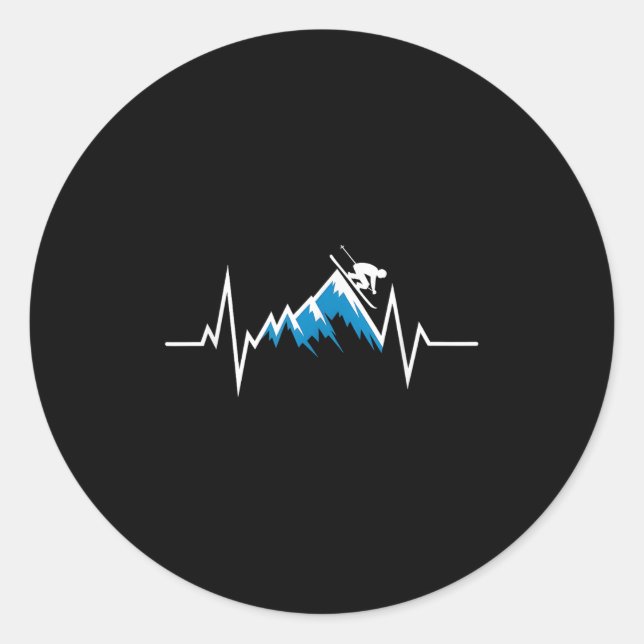 Alpine Skiing Heartbeat Skiing Enthusiast  Classic Round Sticker (Front)