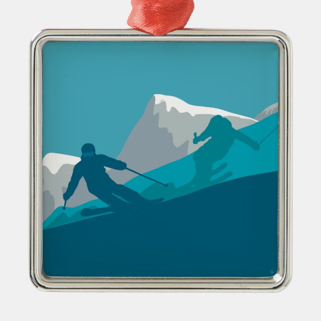 Alpine Skiing  Metal Tree Decoration (Front)