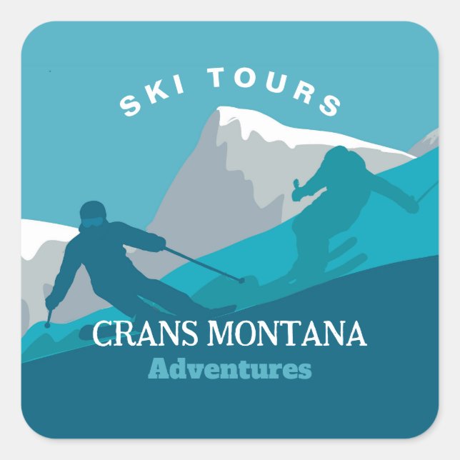  Alpine Skiing Montana Adventures Personalised   Square Sticker (Front)