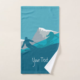 Alpine Skiing  Personalised Bath Towel Set