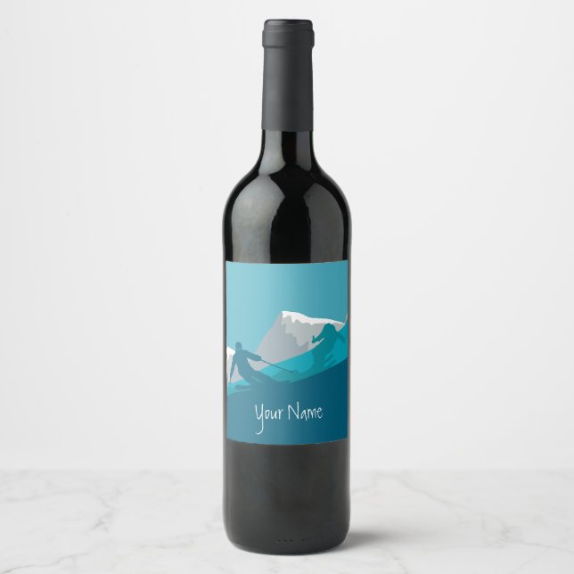 Alpine Skiing  Personalised  Wine Label (Front)