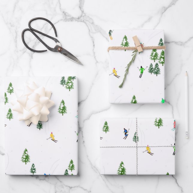  Alpine Skiing | Ski Holiday Skiers Winter  Wrapping Paper Sheet (Front)