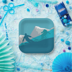 Alpine Skiing Ski Party  Paper Plate