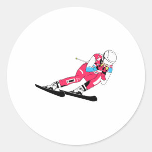 Alpine Skiing Ski Racing Skier Ski Downhill  Classic Round Sticker