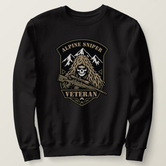 Alpine Sniper Veteran Mountain Skull Sweatshirt (Design Front)